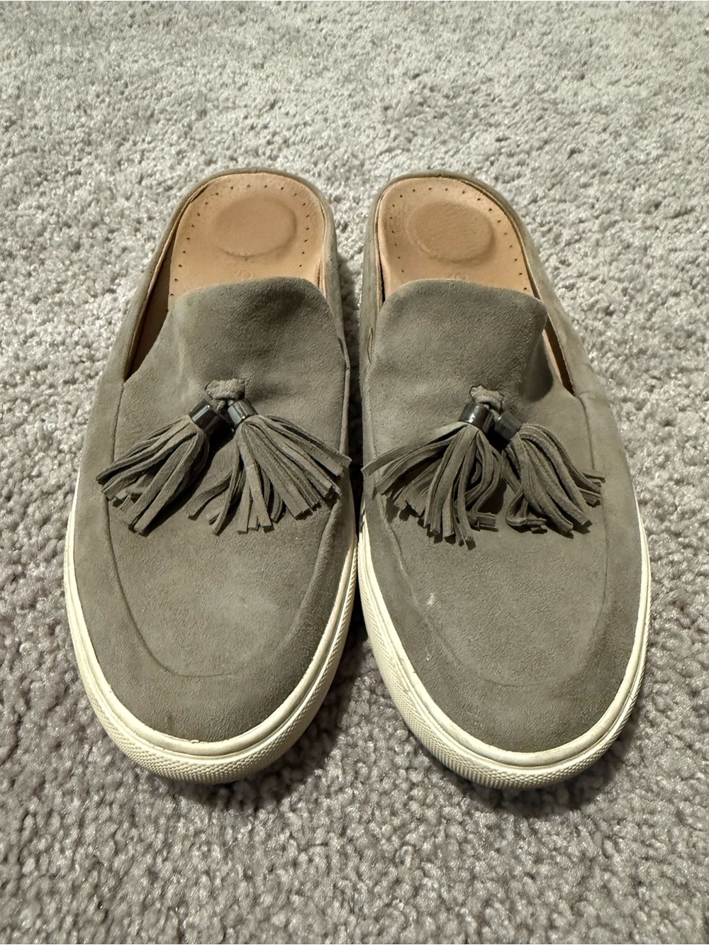 Leather Tassel Slip-On Sneakers in Gray